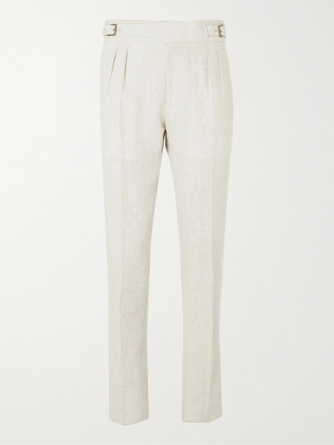 Anderson & Sheppard Pleated Linen Trousers In Neutrals