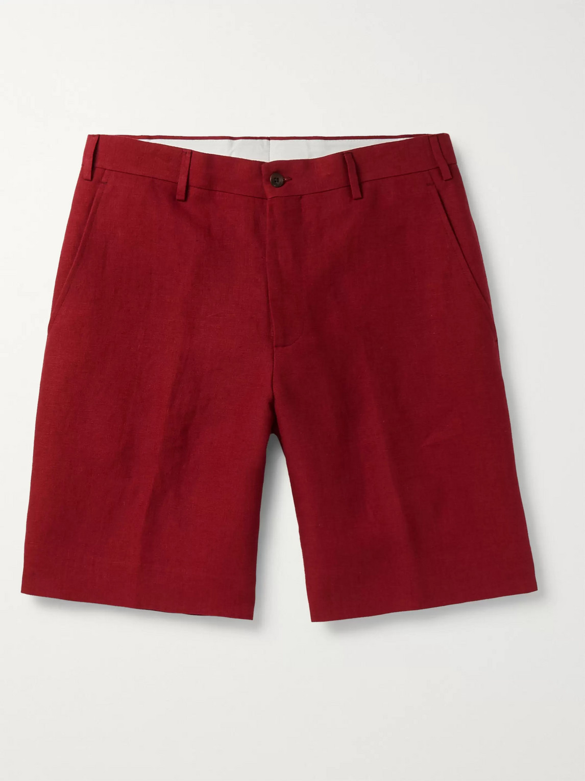 Anderson & Sheppard Linen Shorts In Burgundy