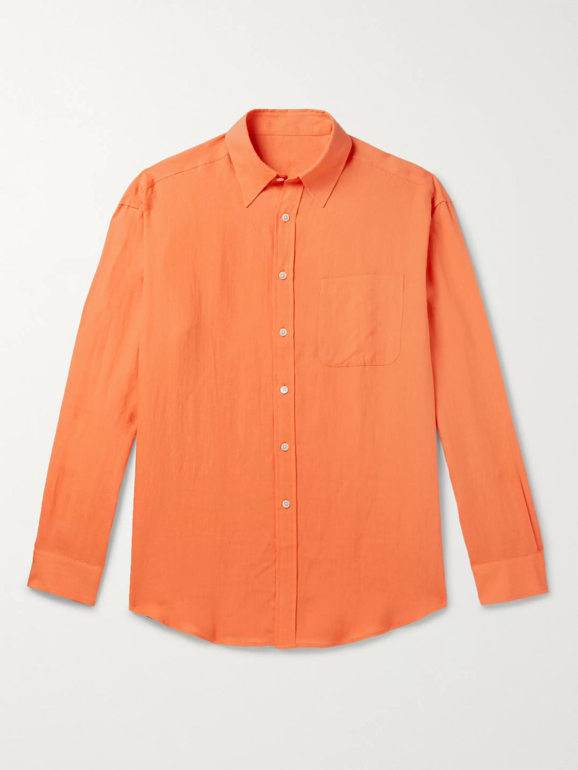 Anderson & Sheppard Linen Shirt In Orange