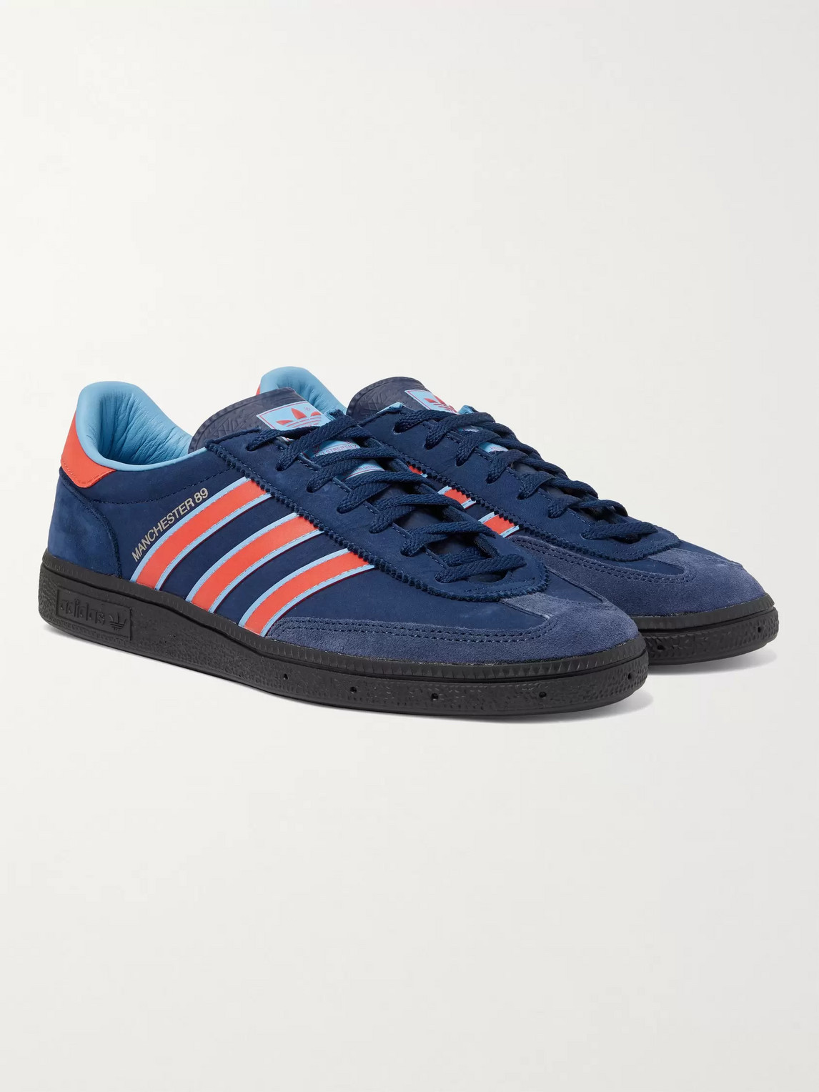 Adidas Consortium Spezial Manchester 89 Leather-trimmed Suede Sneakers In Blue