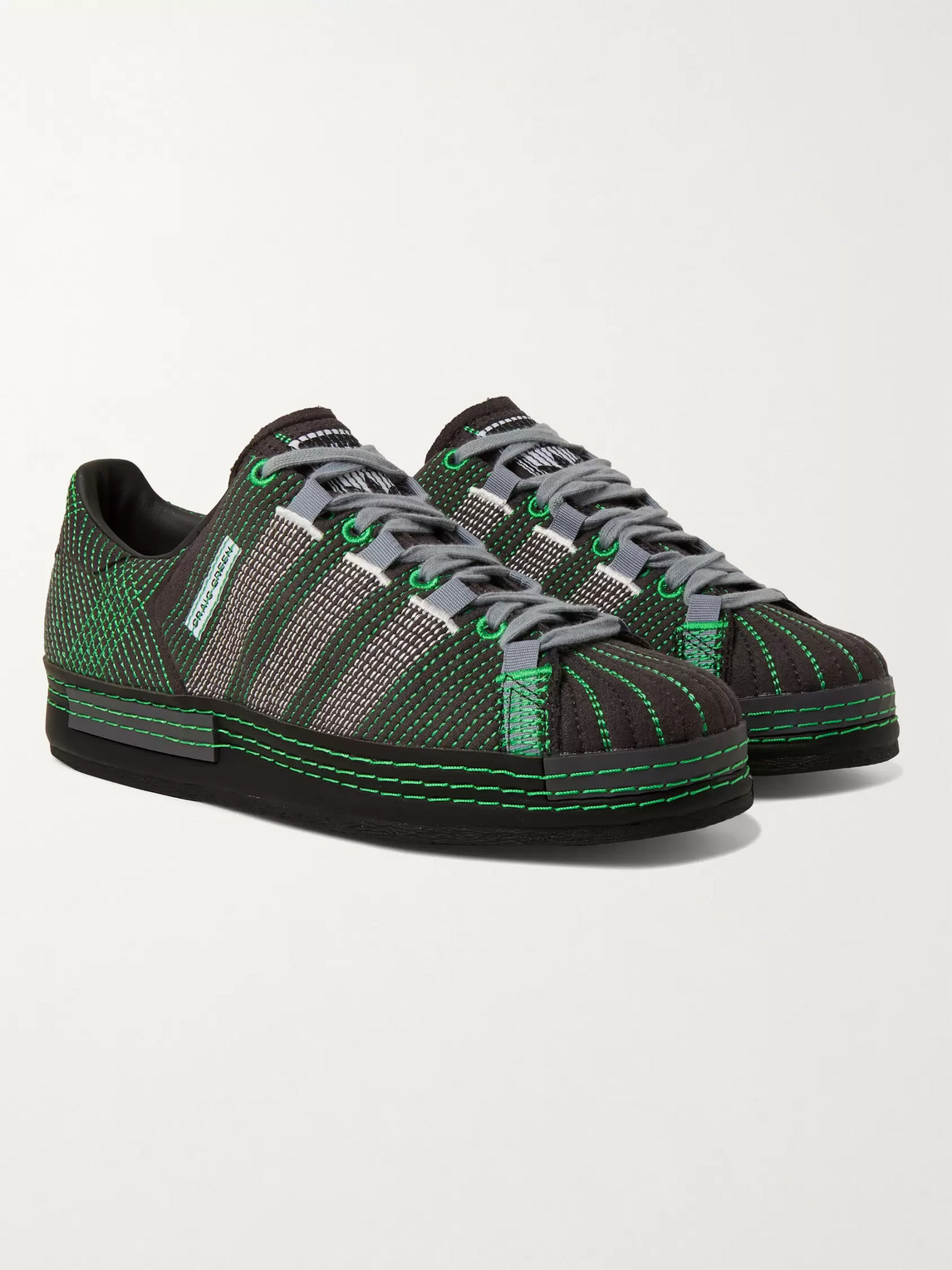 Adidas Consortium Craig Green Superstar Embroidered Faux Suede Sneakers In Black