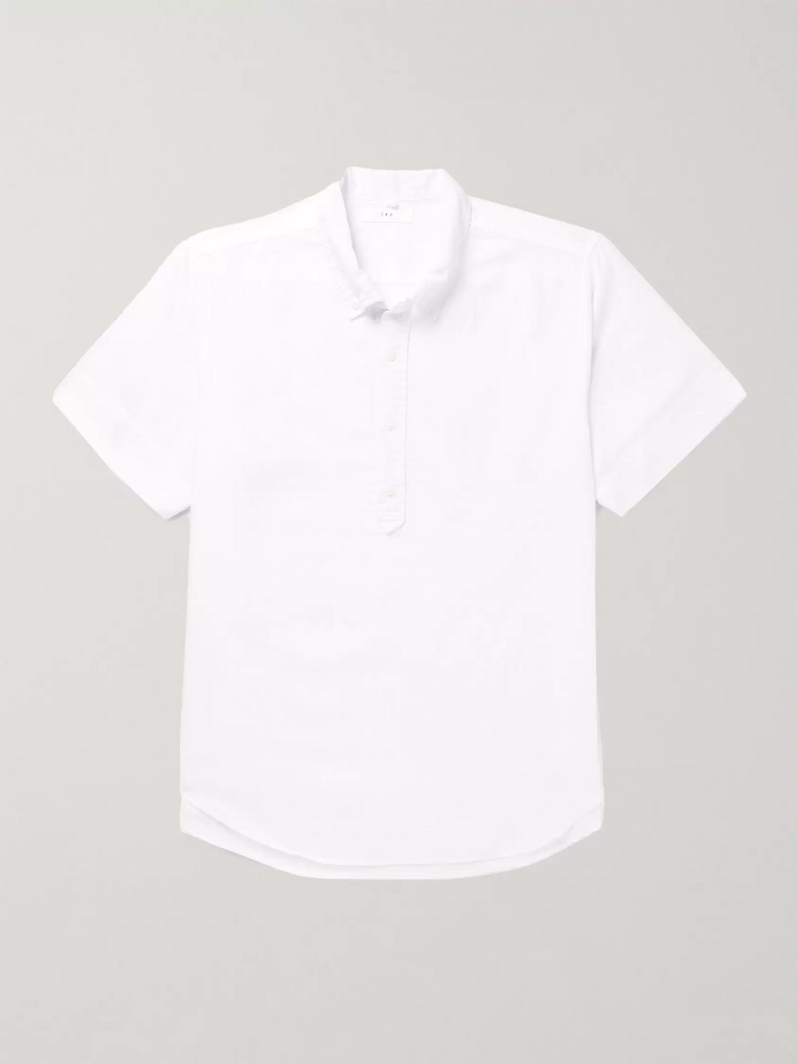 Save Khaki United Button-down Collar Cotton And Linen-blend Shirt In White