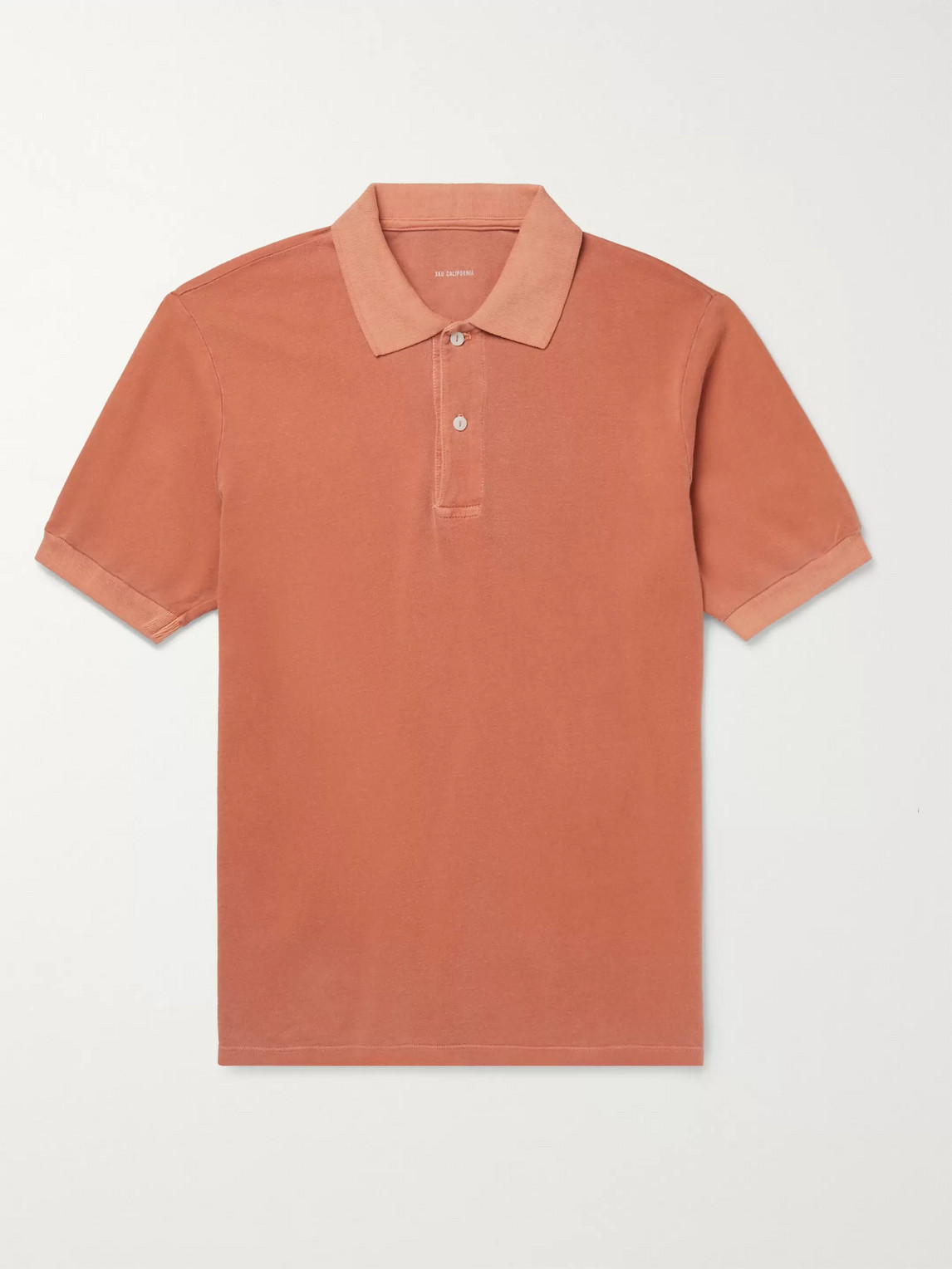 Save Khaki United Slim-fit Pigment-dyed Organic Cotton-pique Polo Shirt In Orange