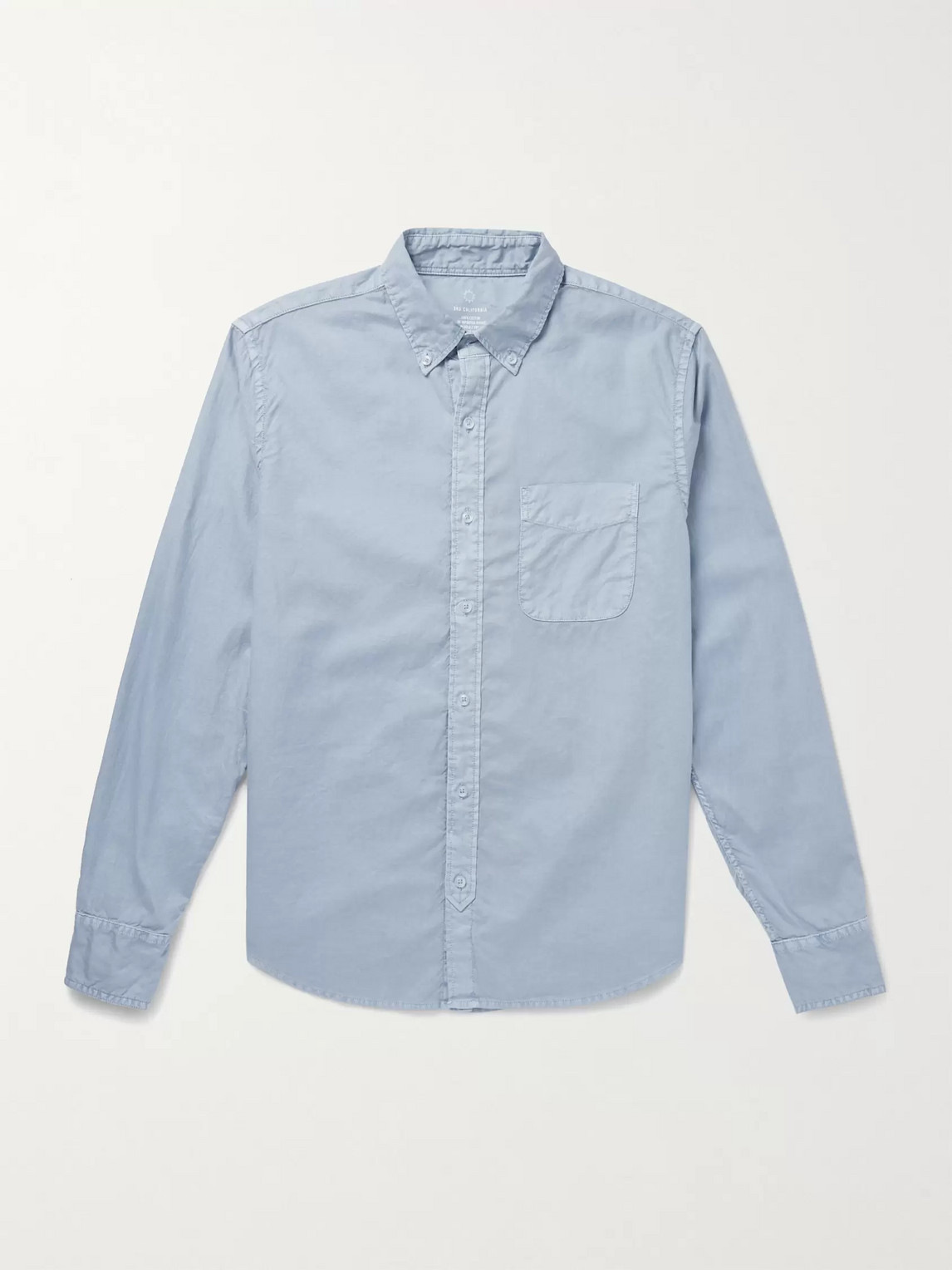 Save Khaki United Slim-fit Garment-dyed Button-down Collar Cotton Oxford Shirt In Blue