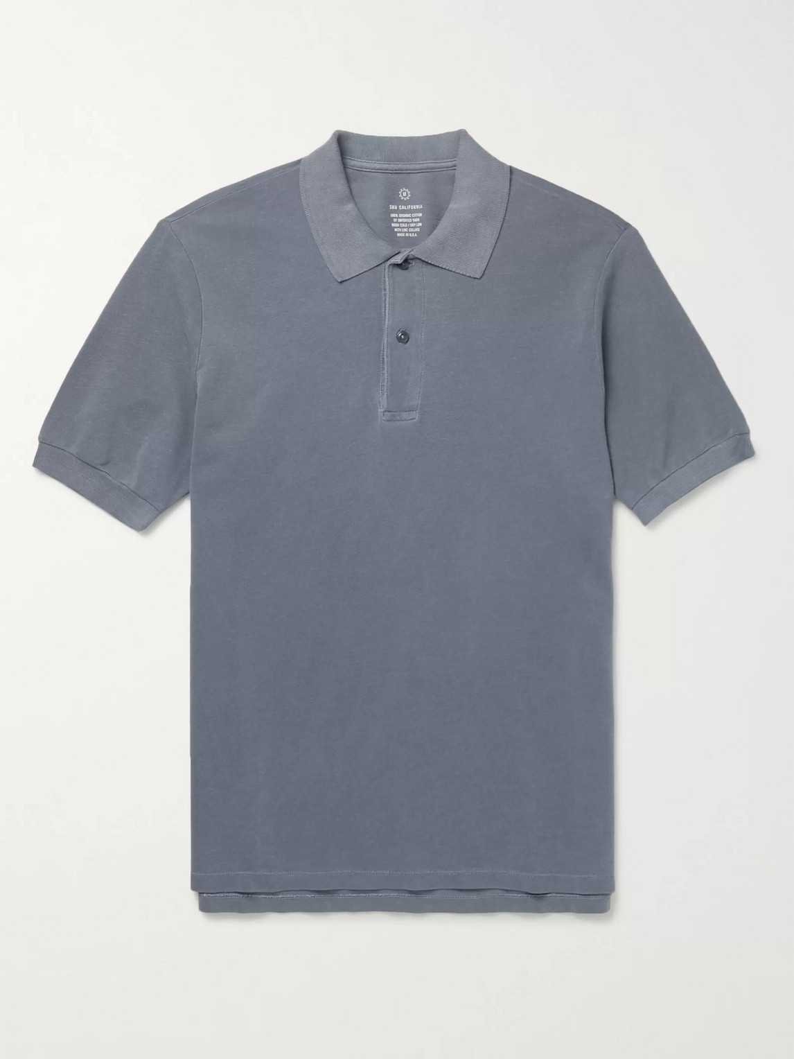 Save Khaki United Slim-fit Pigment-dyed Organic Cotton-pique Polo Shirt In Gray