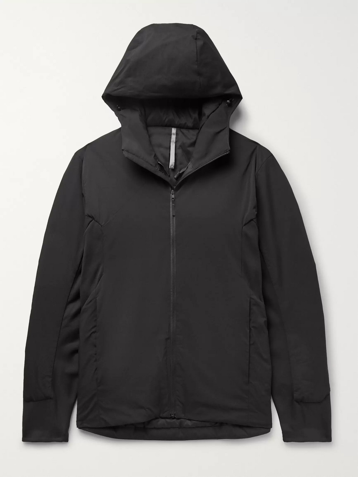 Veilance Mionn Wool Blend-panelled Shell Hooded Jacket In Black