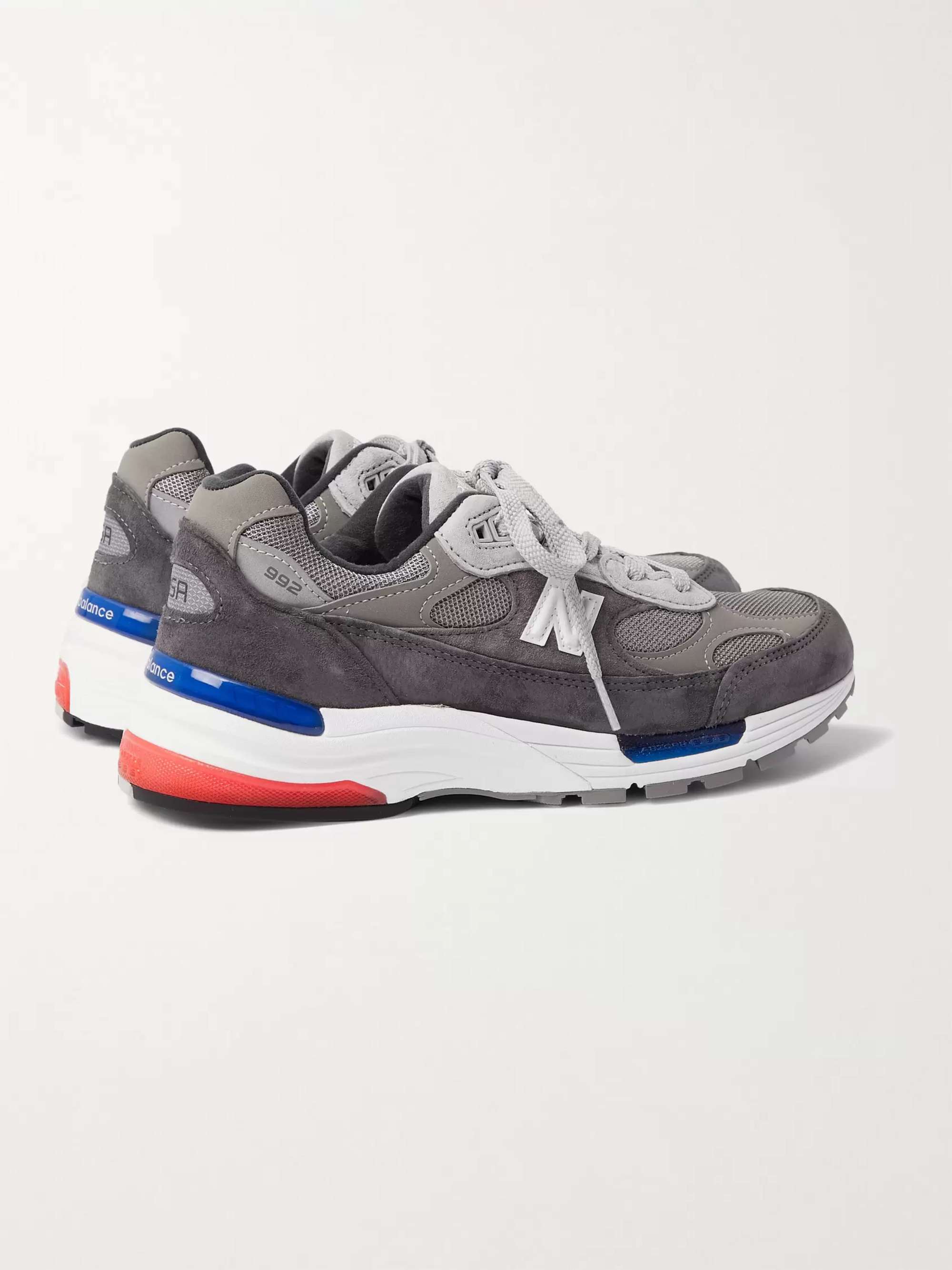 NEW BALANCE 992 Leather-Trimmed Suede and Mesh Sneakers