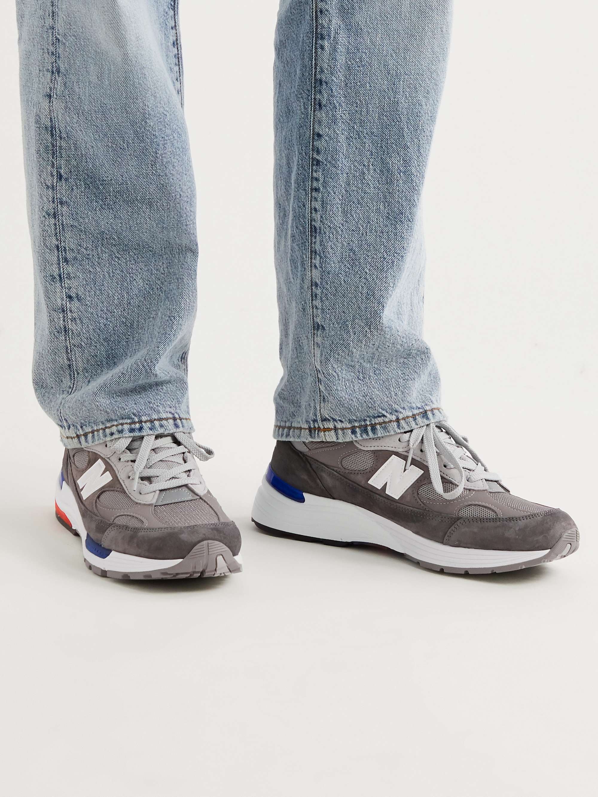 NEW BALANCE 992 Leather-Trimmed Suede and Mesh Sneakers
