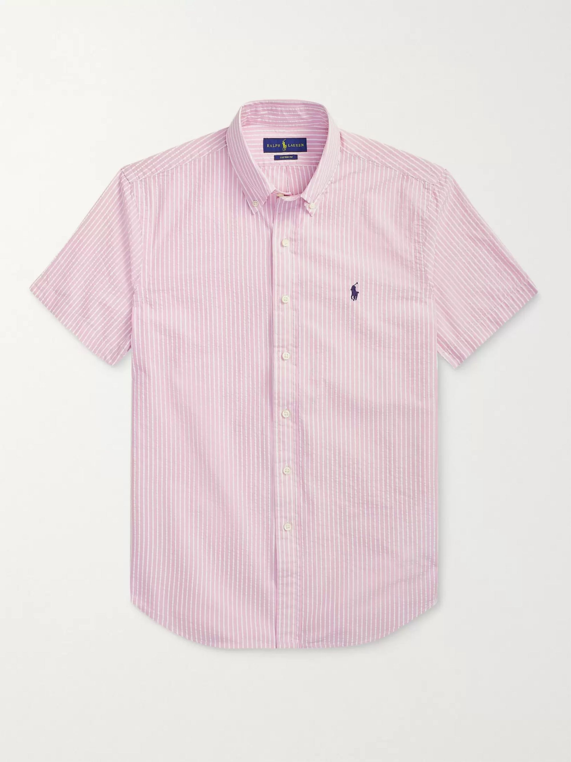 Pink Striped Cotton-Seersucker Shirt 