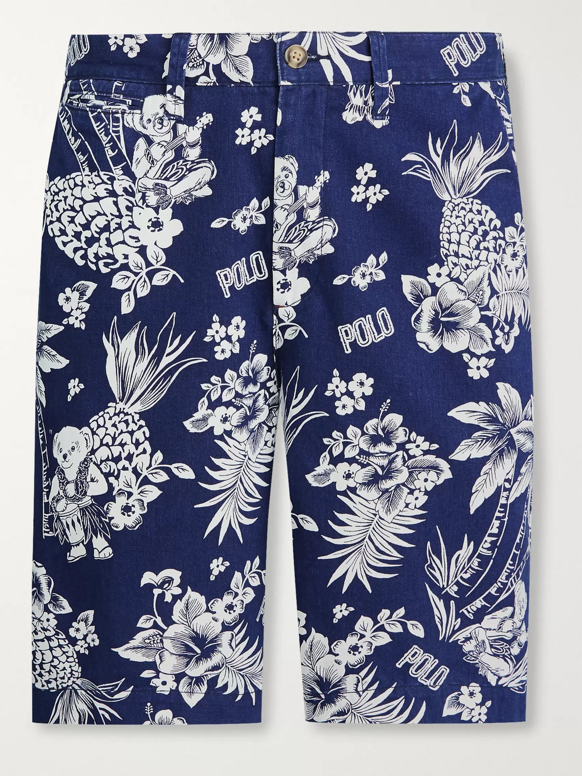 Polo Ralph Lauren Printed Cotton-twill Chino Shorts In Blue