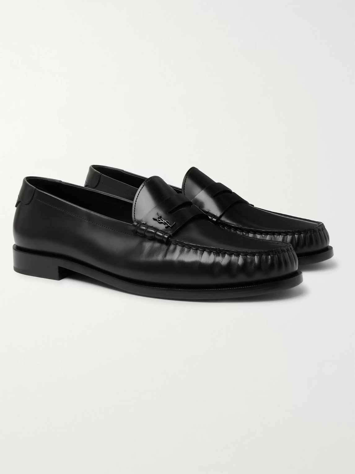 Saint Laurent Men's Le Loafer Monogram Penny Loafers In Black | ModeSens