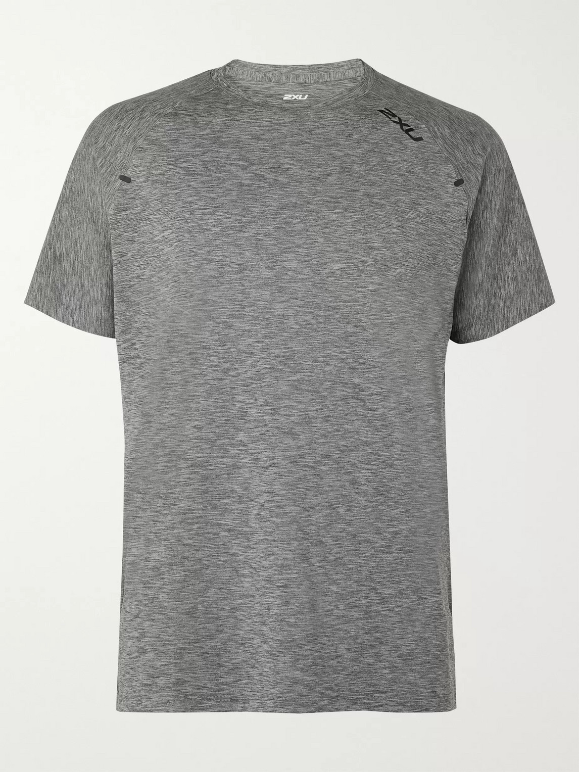 2xu X-ctrl Perforated Mélange Jersey T-shirt In Gray