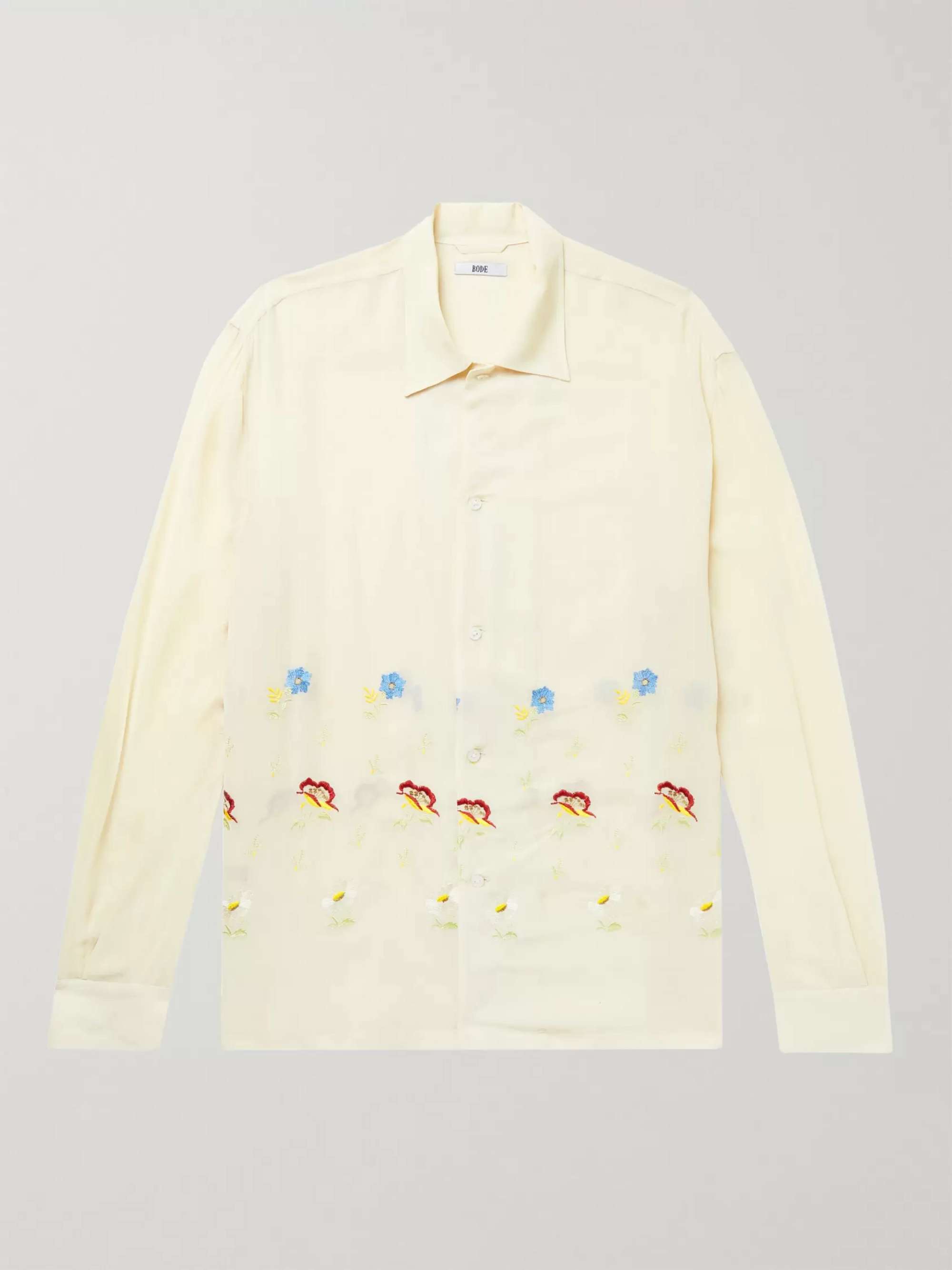 BODE Mitchell Embroidered Silk-Georgette Shirt