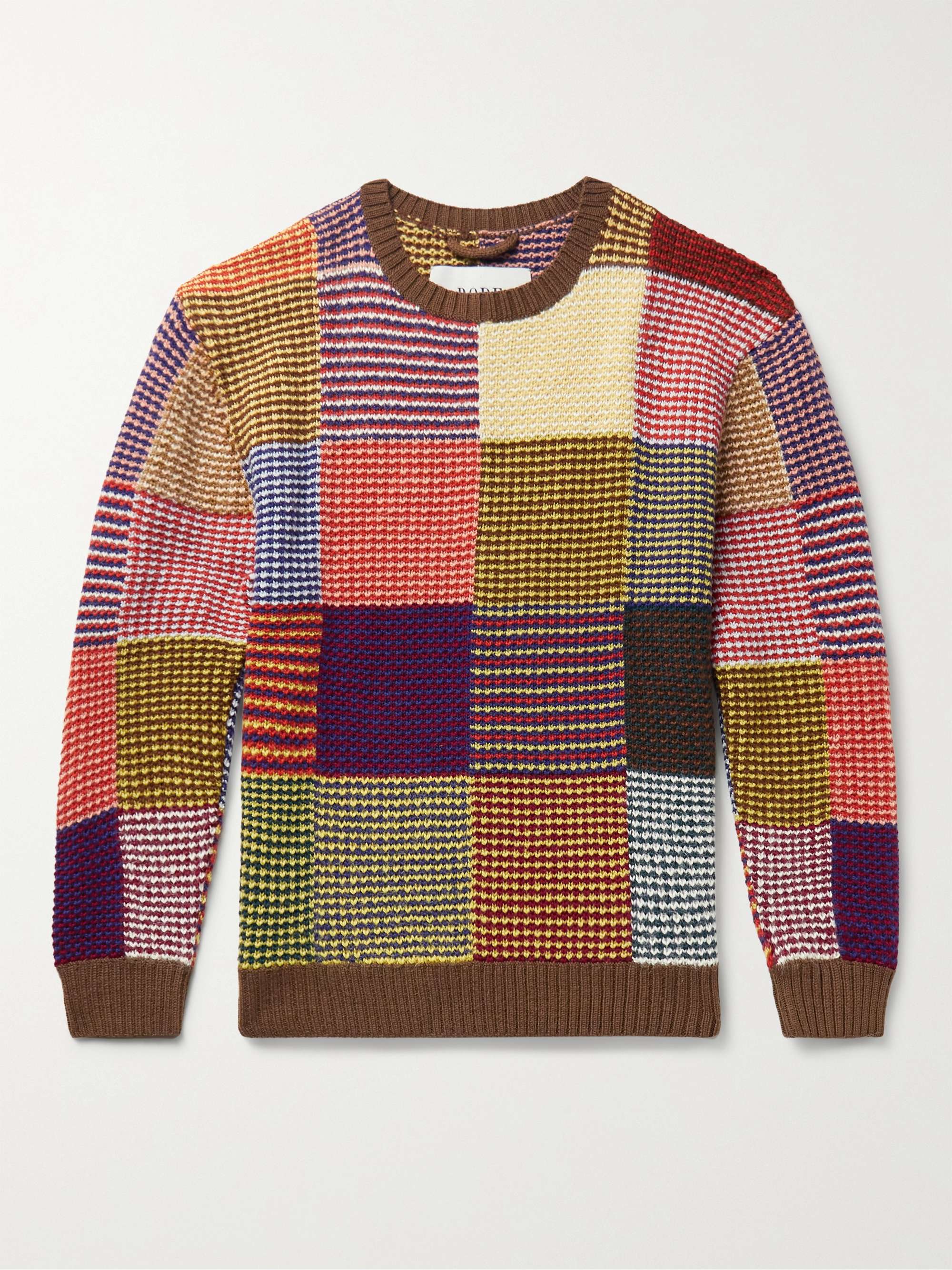 BODE Patchwork Merino Wool Sweater