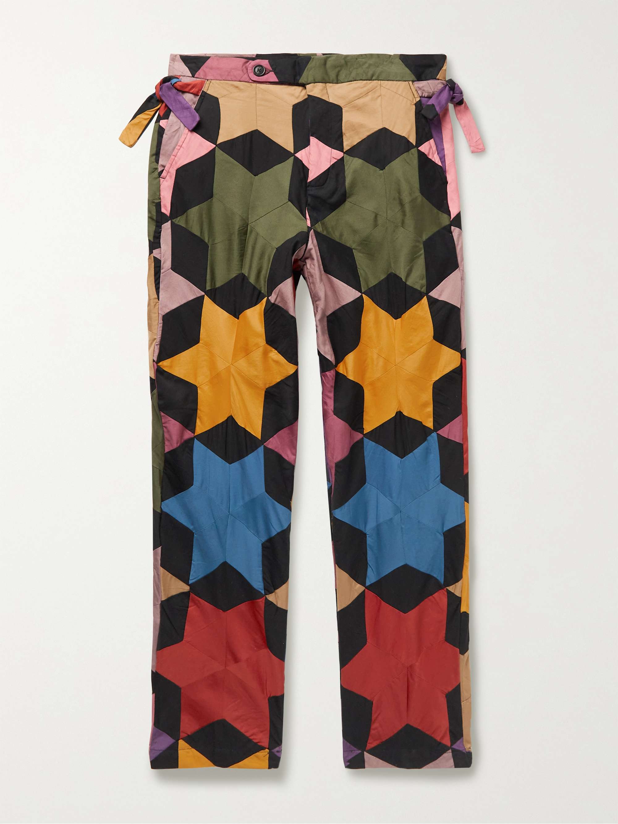 BODE Tapered Rainbow Star Quilt Patchwork Cotton Trousers