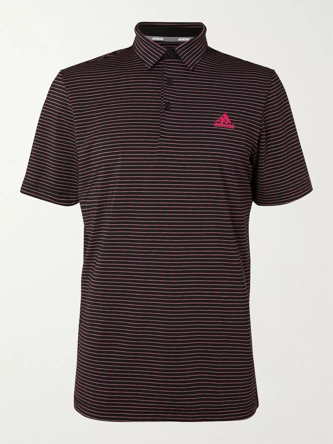 Adidas Golf Ultimate365 Space-dyed Striped Stretch-jersey Golf Polo Shirt In Black