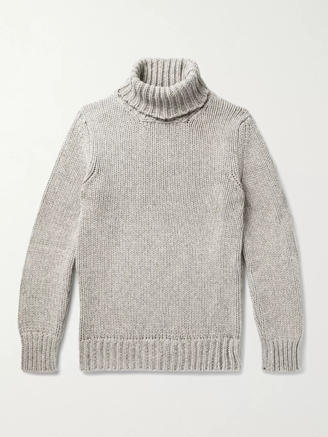 Incotex Slim-fit Herringbone Mélange Wool And Yak-blend Rollneck Sweater In Gray