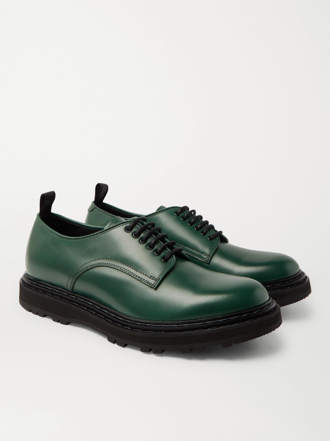 Officine Creative Lydon Leather Derby Shoes In Green