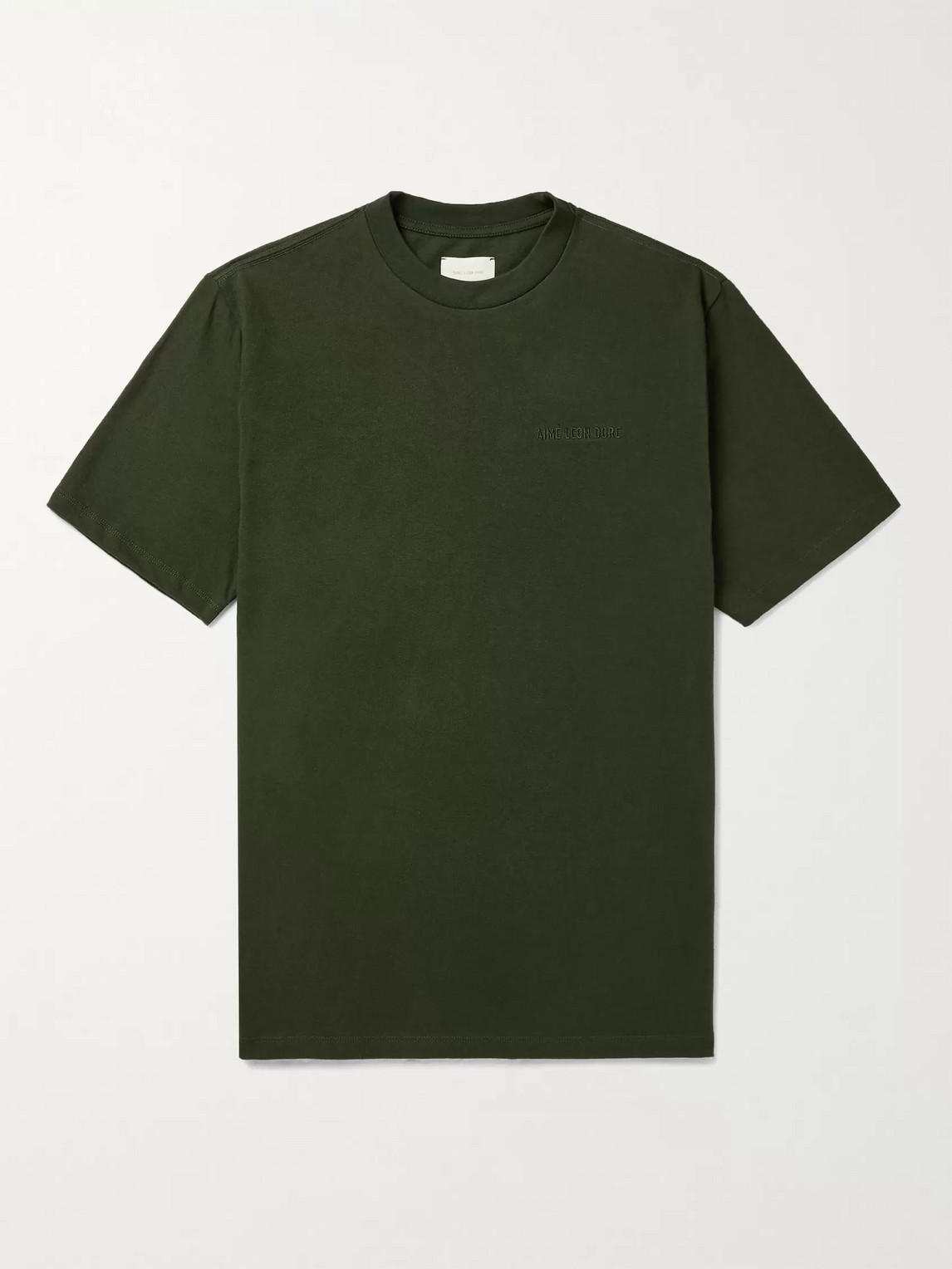 Aimé Leon Dore Uniform Logo-embroidered Mélange Cotton-jersey T-shirt In Green