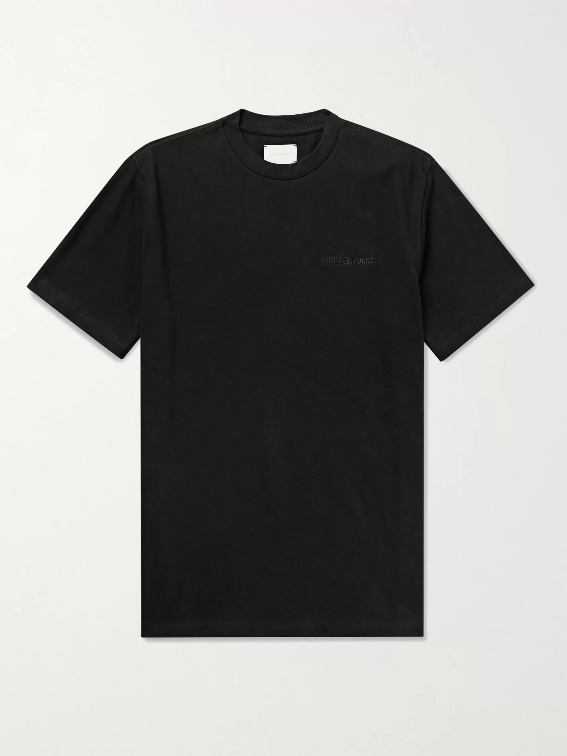 Aimé Leon Dore Uniform Logo-embroidered Mélange Cotton-jersey T-shirt In Black