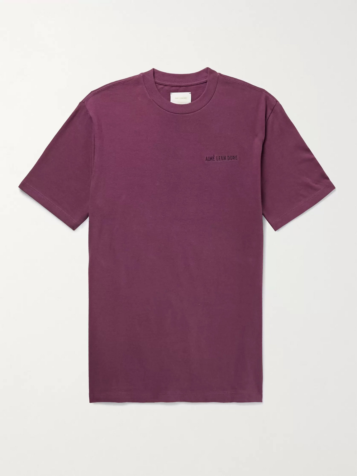 Aimé Leon Dore Uniform Logo-embroidered Mélange Cotton-jersey T-shirt In Purple