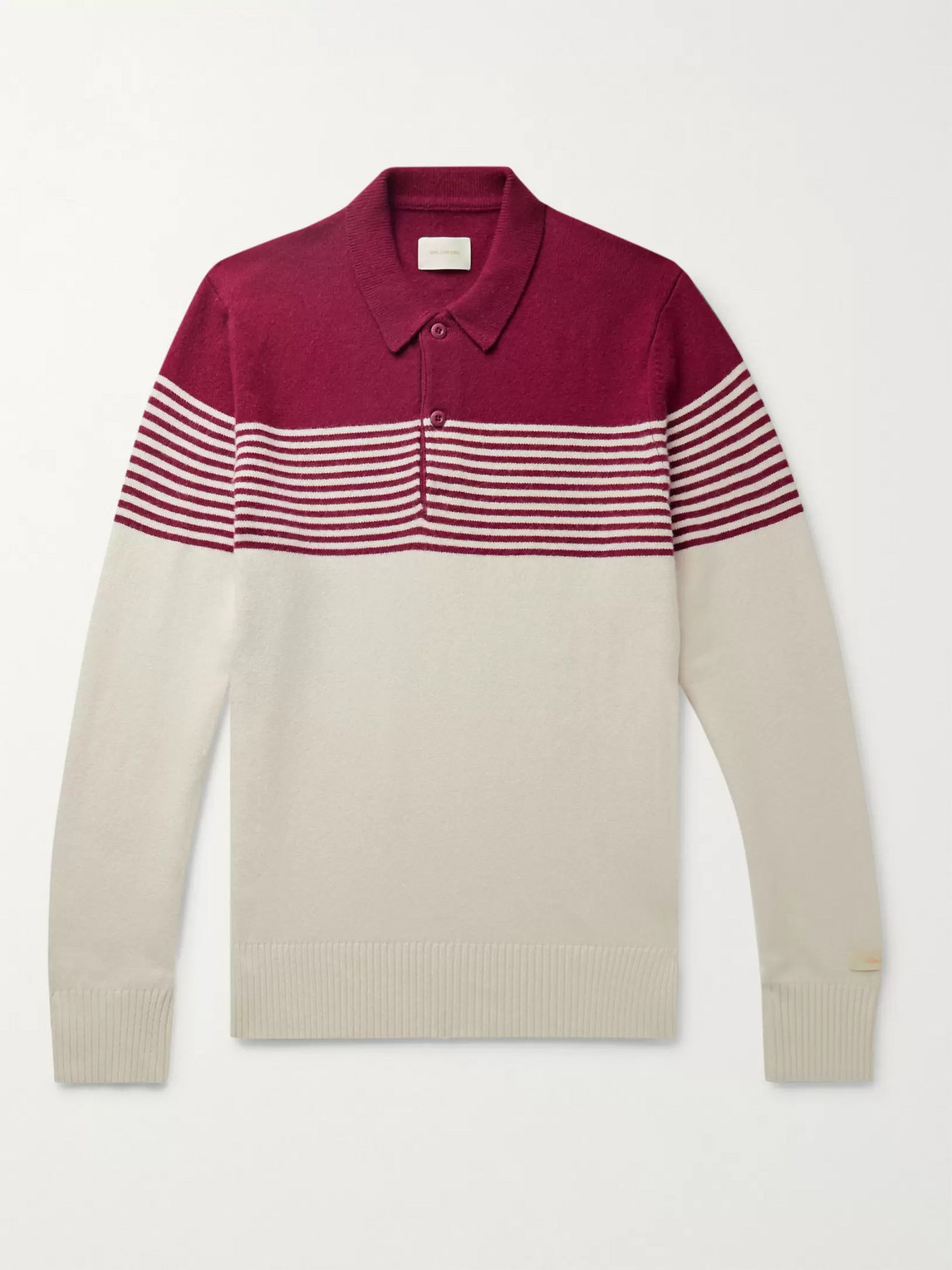 Aimé Leon Dore Striped Wool-blend Polo Shirt In Neutrals