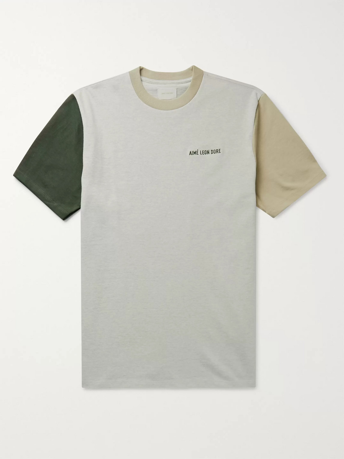 Aime Leon Dore Logo-embroidered T-shirt in Camel Brown : Tee UK SEIKK