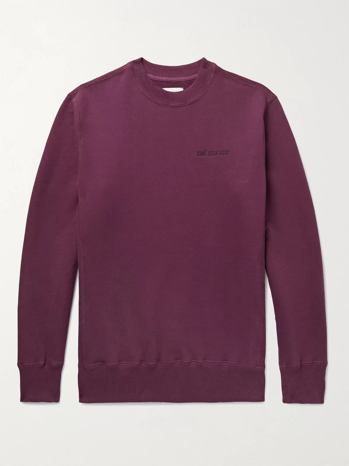 Aimé Leon Dore Logo-embroidered Loopback Cotton-jersey Sweatshirt In Purple