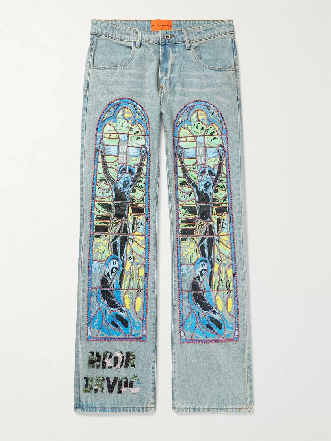 Who Decides War By Ev Bravado Painted Beaded Denim Jeans In Blue | ModeSens