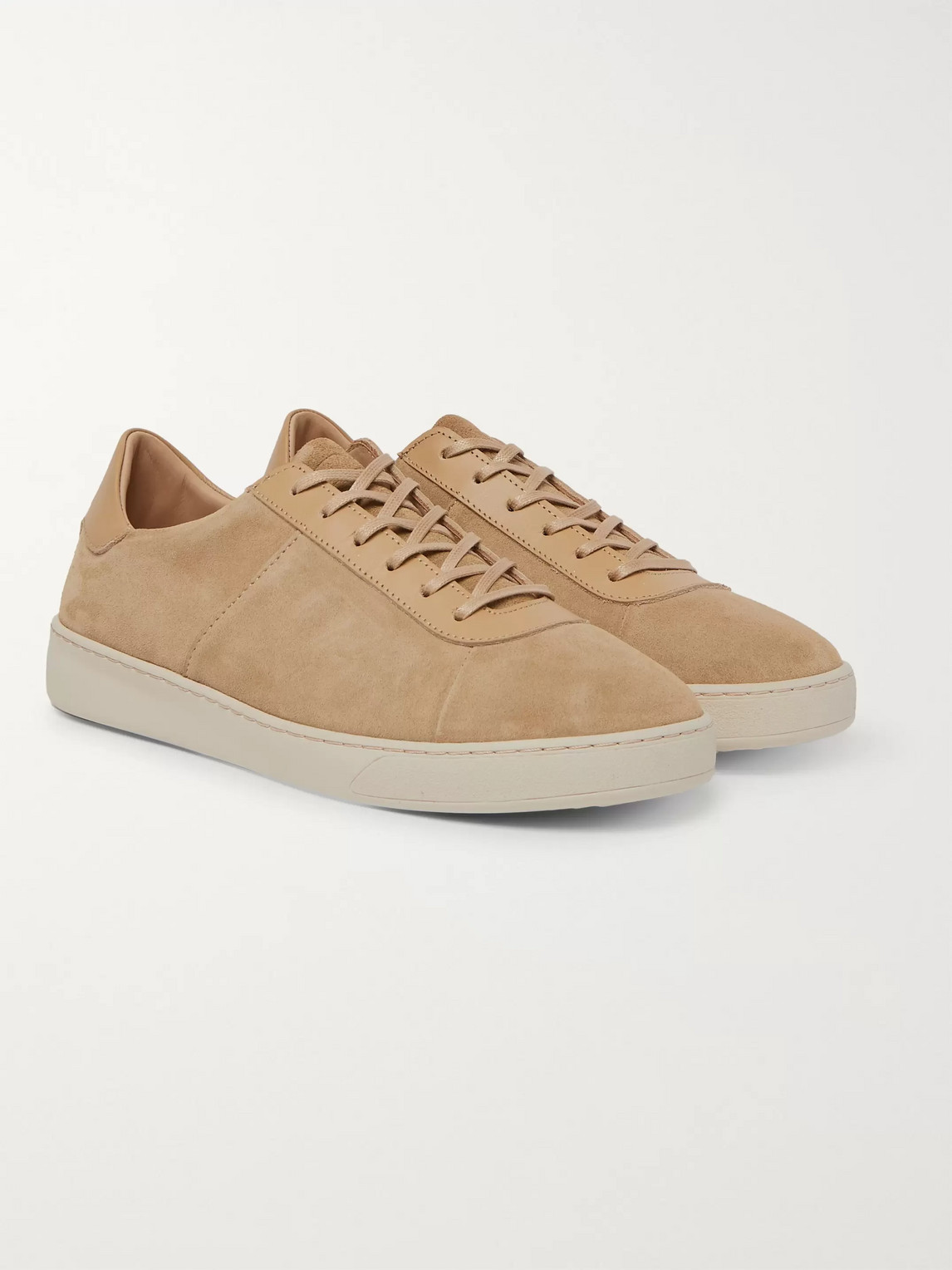 Mulo Leather-trimmed Suede Sneakers In Neutrals