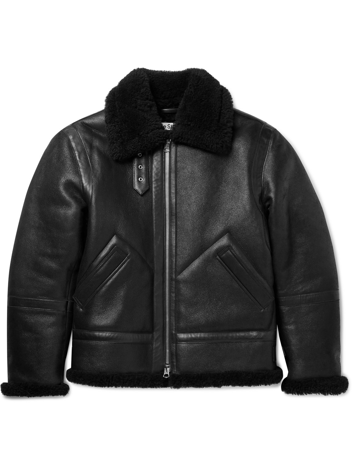 Acne Studios Shearling-Lined Full-Grain Leather Jacket