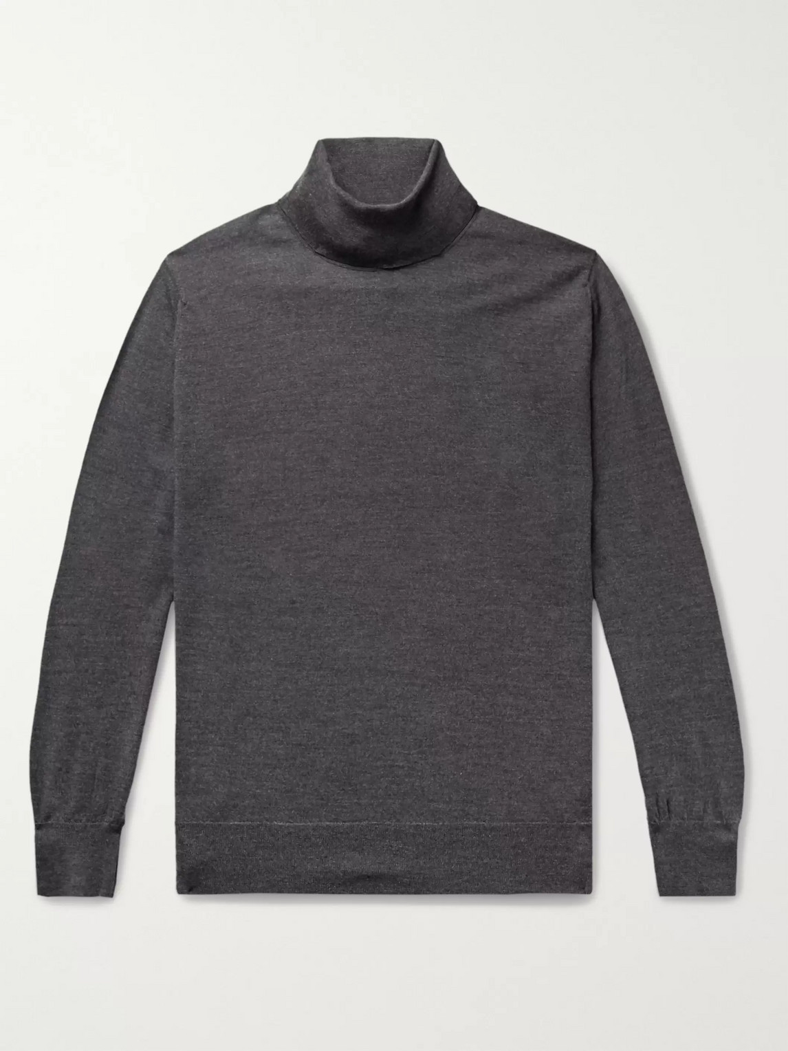 William Lockie Mélange Virgin Wool Rollneck Sweater In Gray