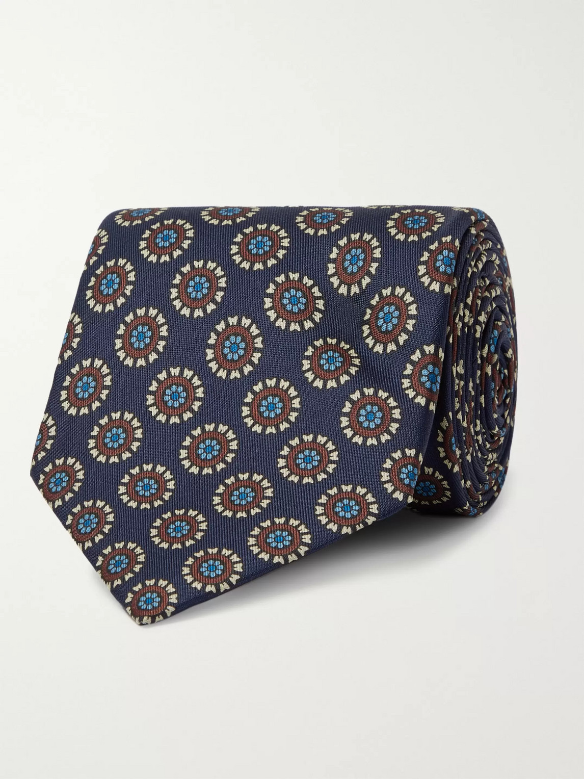E.marinella 8.5cm Printed Silk-twill Tie In Blue