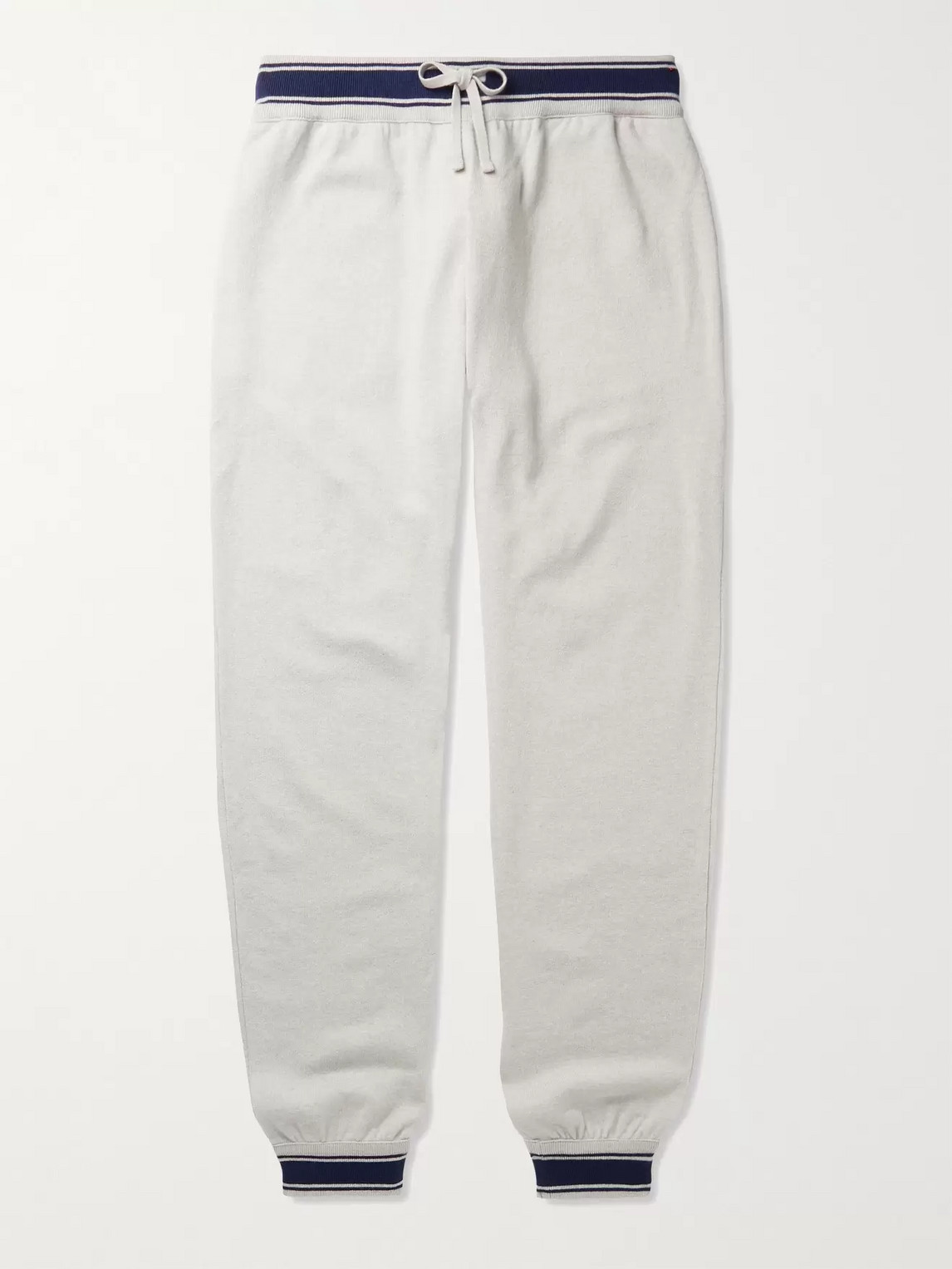 KITON TAPERED CONTRAST-TIPPED CASHMERE SWEATPANTS