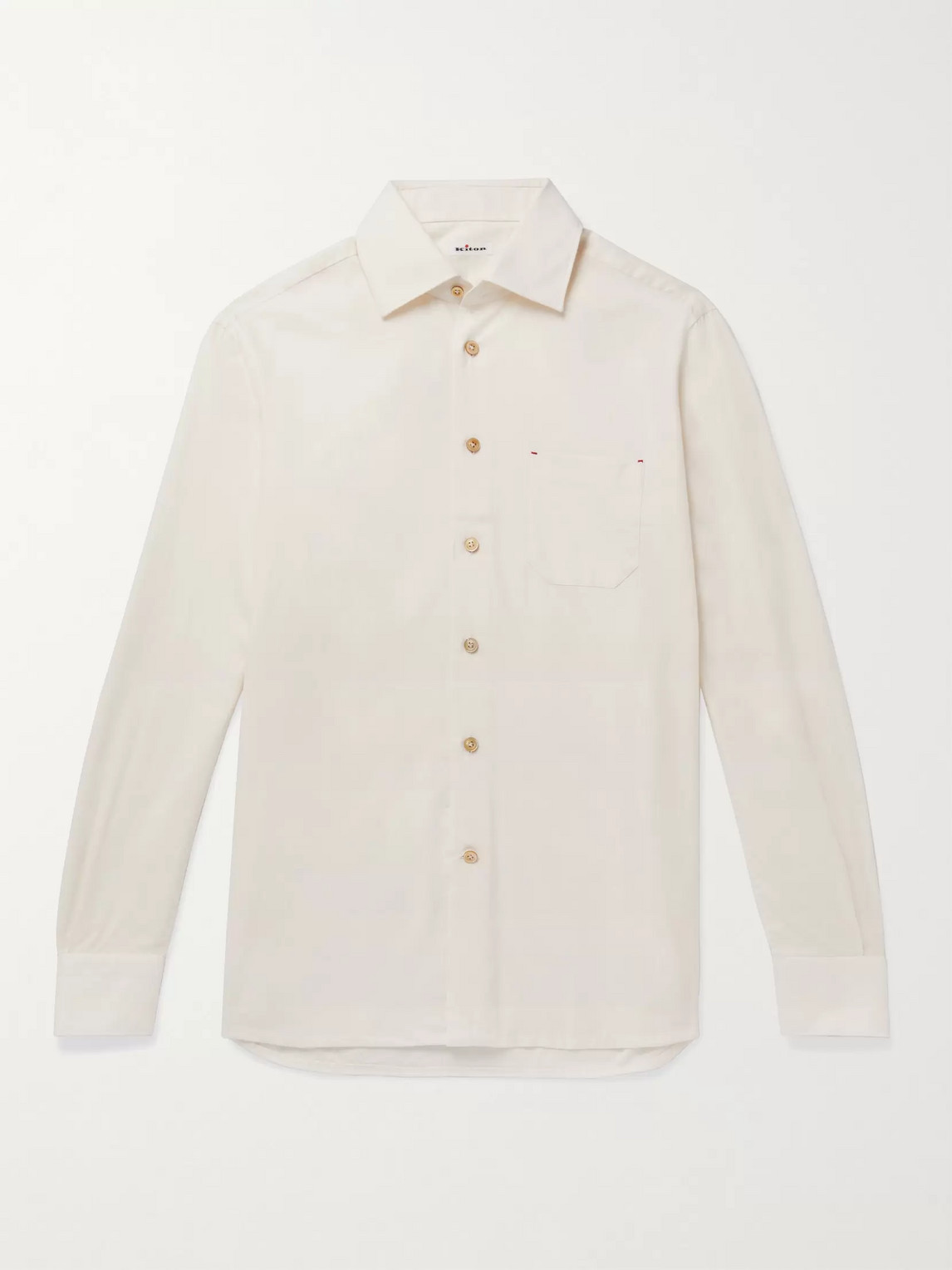 Kiton Slim-fit Cotton And Cashmere-blend Shirt In White