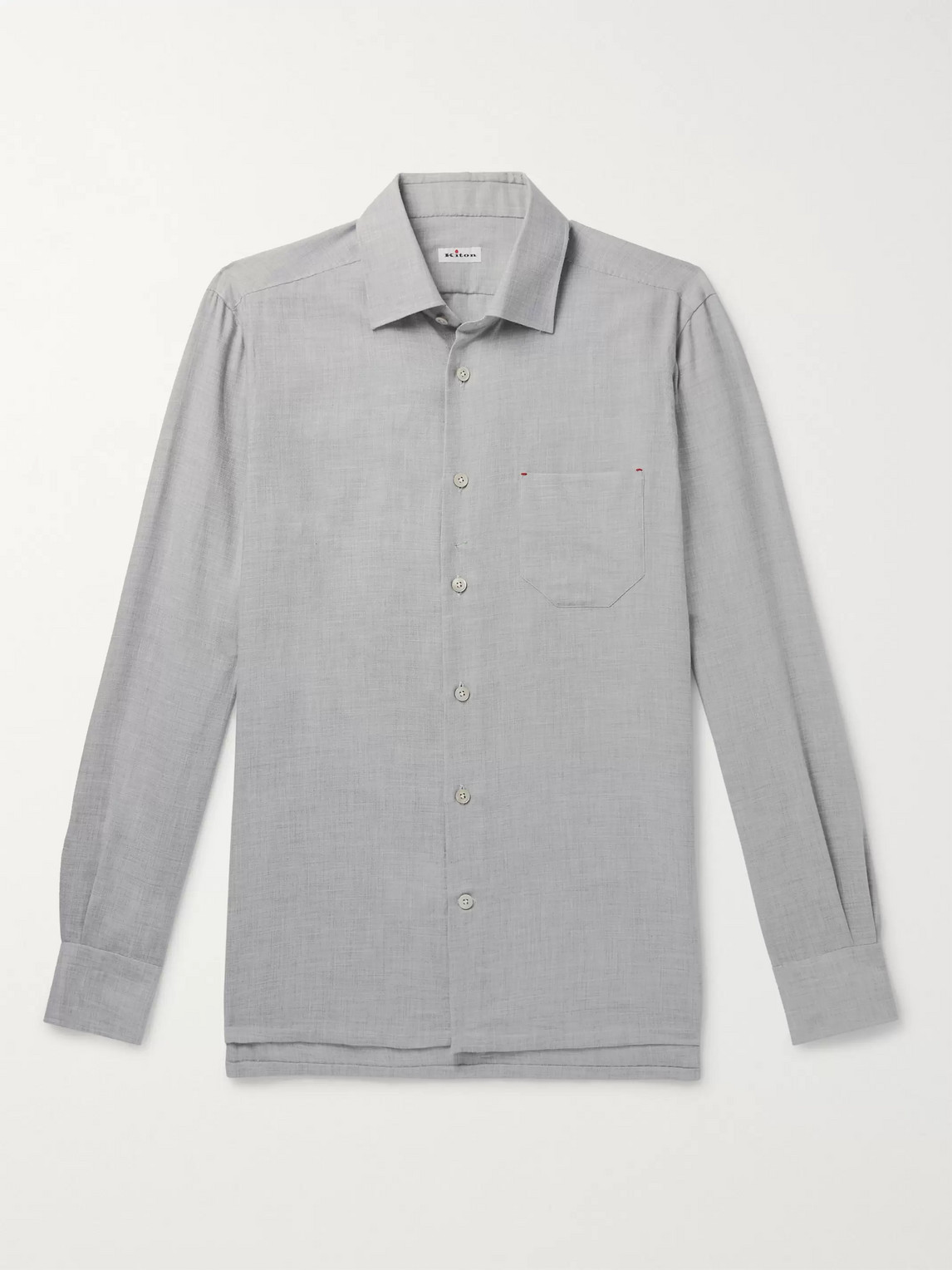 Kiton Slim-fit Cotton And Cashmere-blend Shirt In Gray