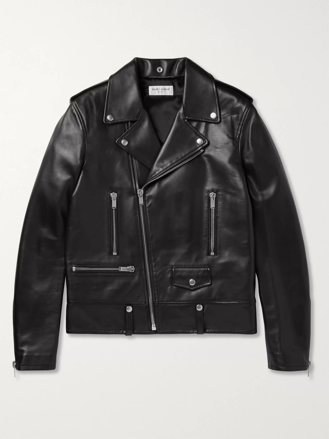 Saint Laurent Black Leather Classic L01 Motorcycle Jacket | ModeSens