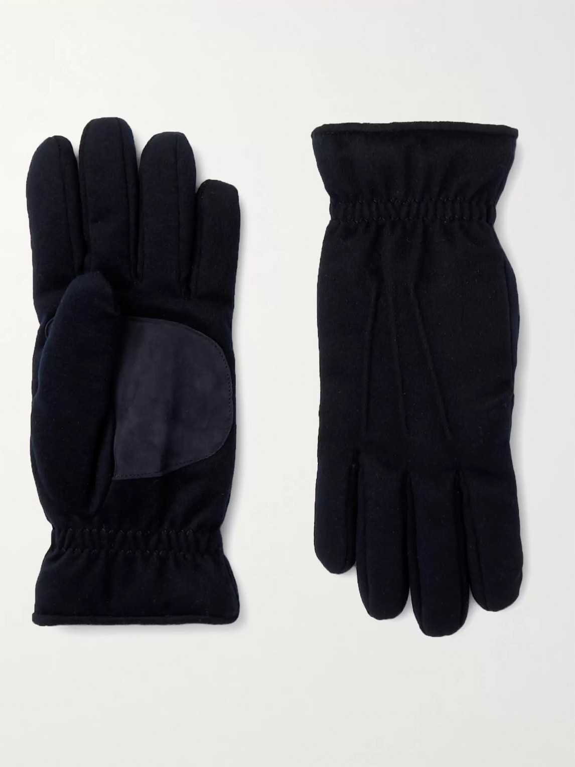 Loro Piana Storm System Suede-trimmed Padded Cashmere Gloves In Blue