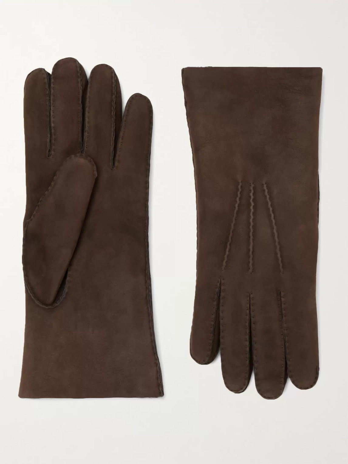 Loro Piana Shearling Gloves In Brown