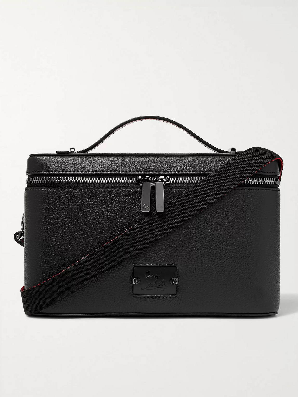 Christian Louboutin Full-grain Leather Messenger Bag In Black