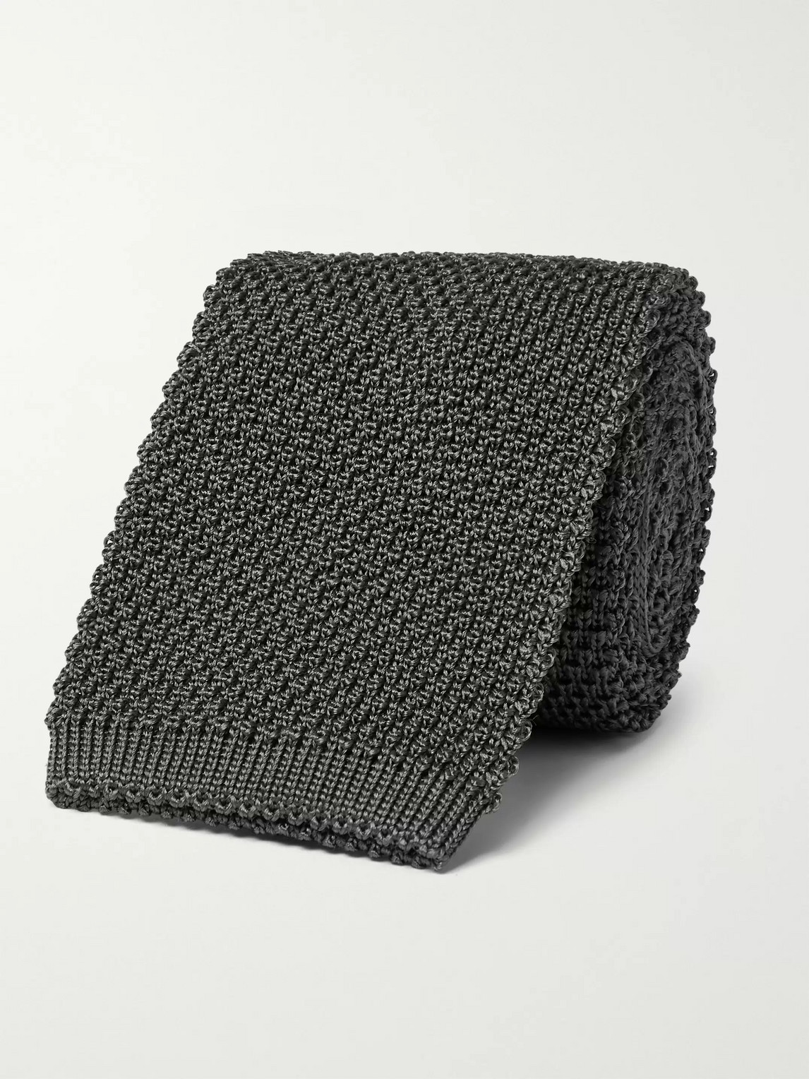 Anderson & Sheppard 6.5cm Knitted Silk Tie In Gray
