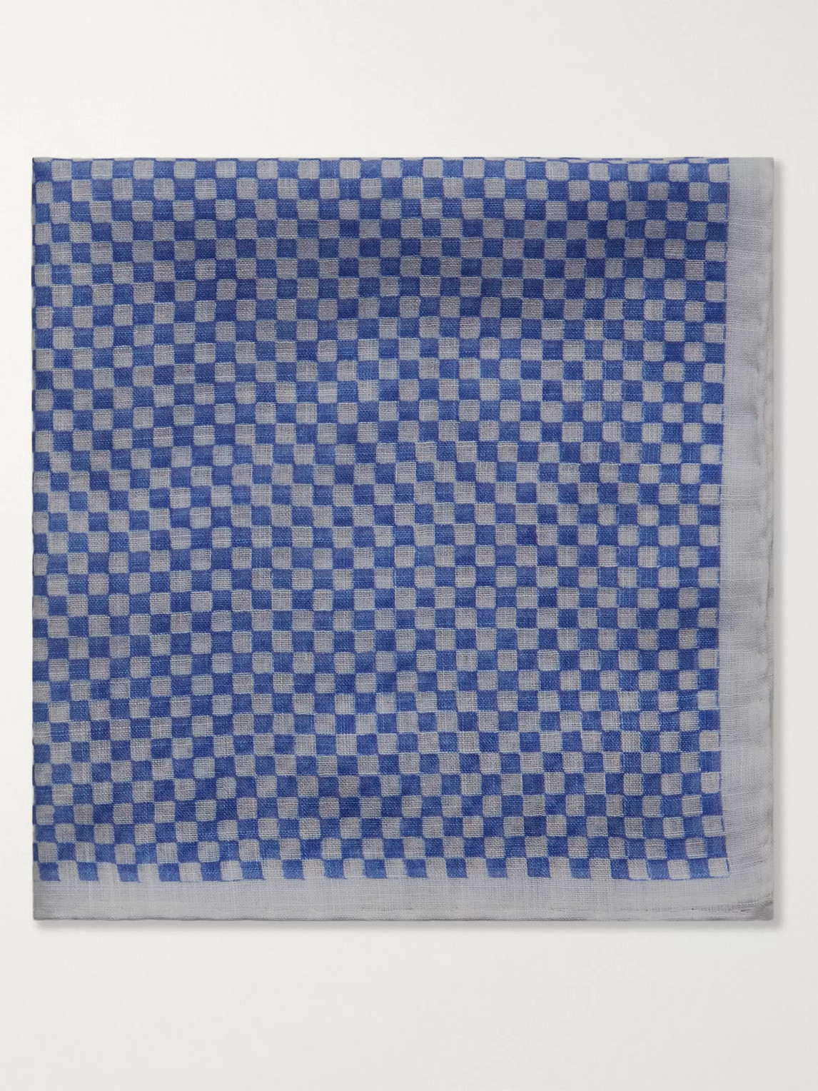 Anderson & Sheppard Checkerboard Cotton Pocket Square In Blue