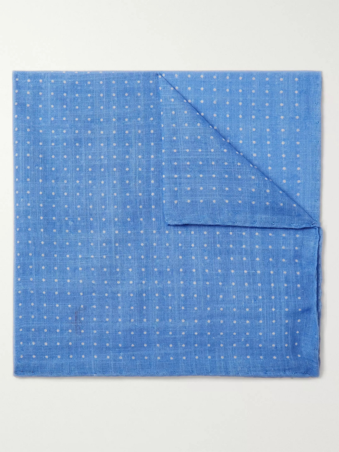 Anderson & Sheppard Polka-dot Cotton Pocket Square In Blue