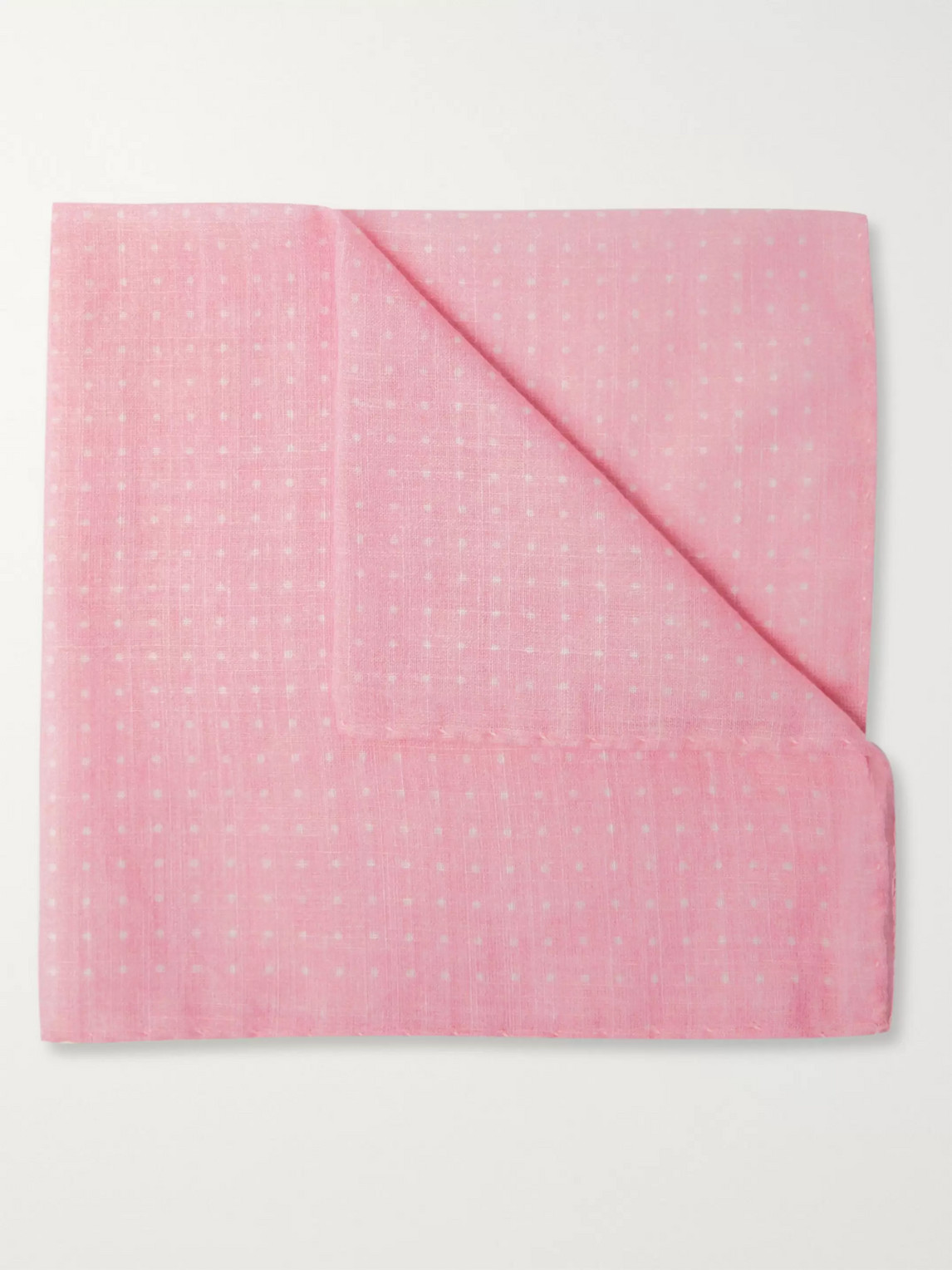 Anderson & Sheppard Polka-dot Cotton Pocket Square In Pink