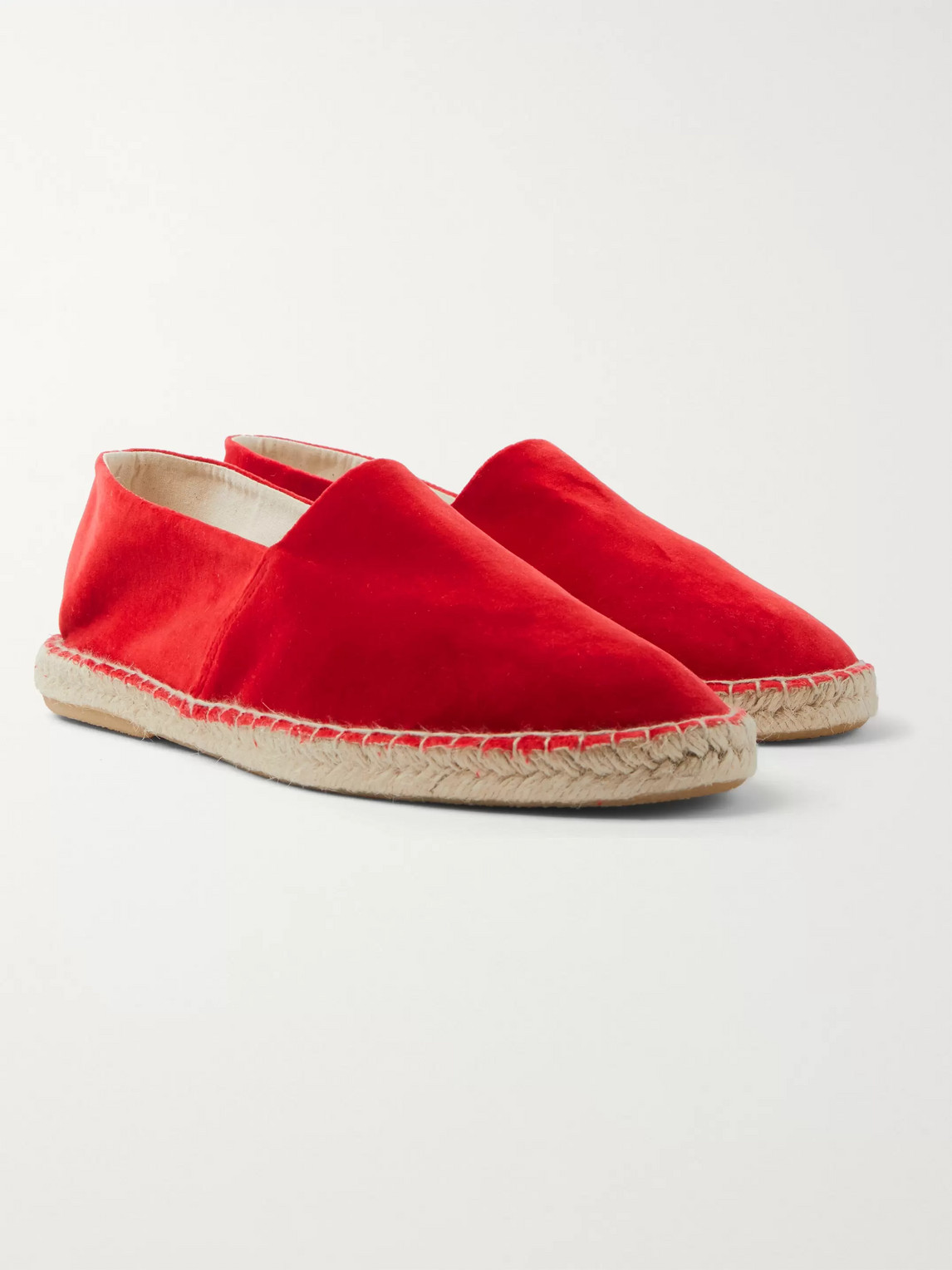 Anderson & Sheppard Cotton-velvet Espadrilles In Red