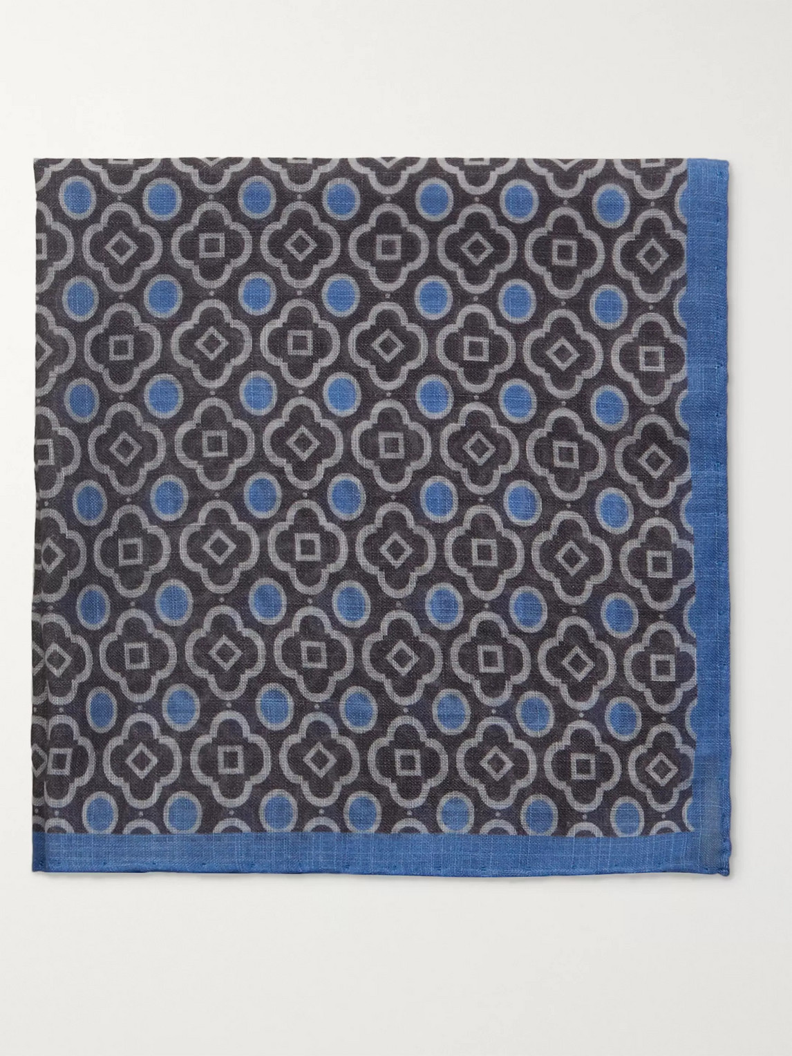 Anderson & Sheppard Printed Cotton-voile Pocket Square In Grey