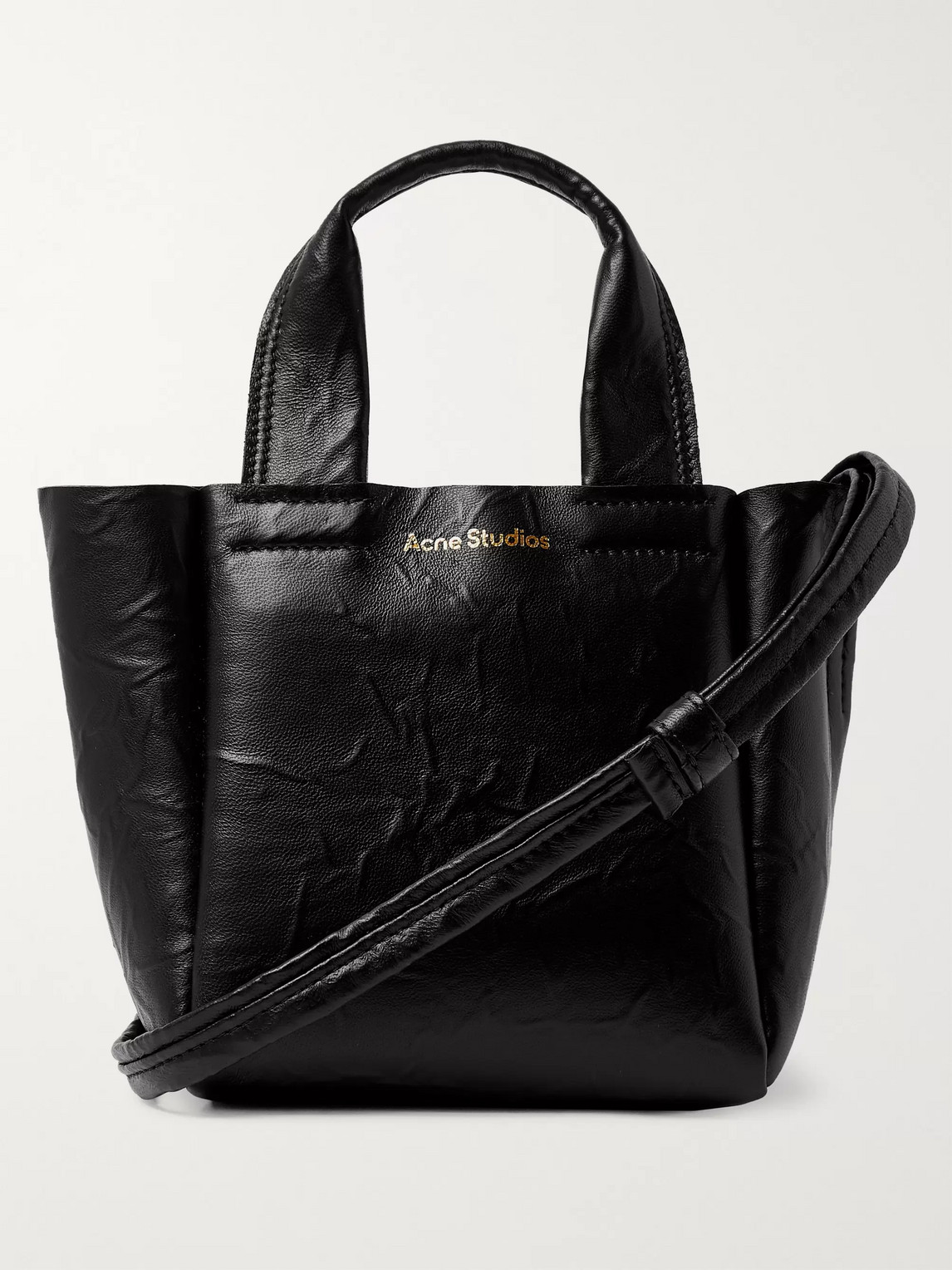Acne Studios Mini Creased-leather Messenger Bag In Black