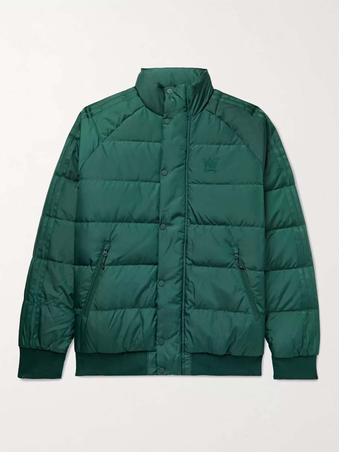 Adidas Consortium Jonah Hill Logo-embroidered Quilted Ripstop Down Jacket In Green