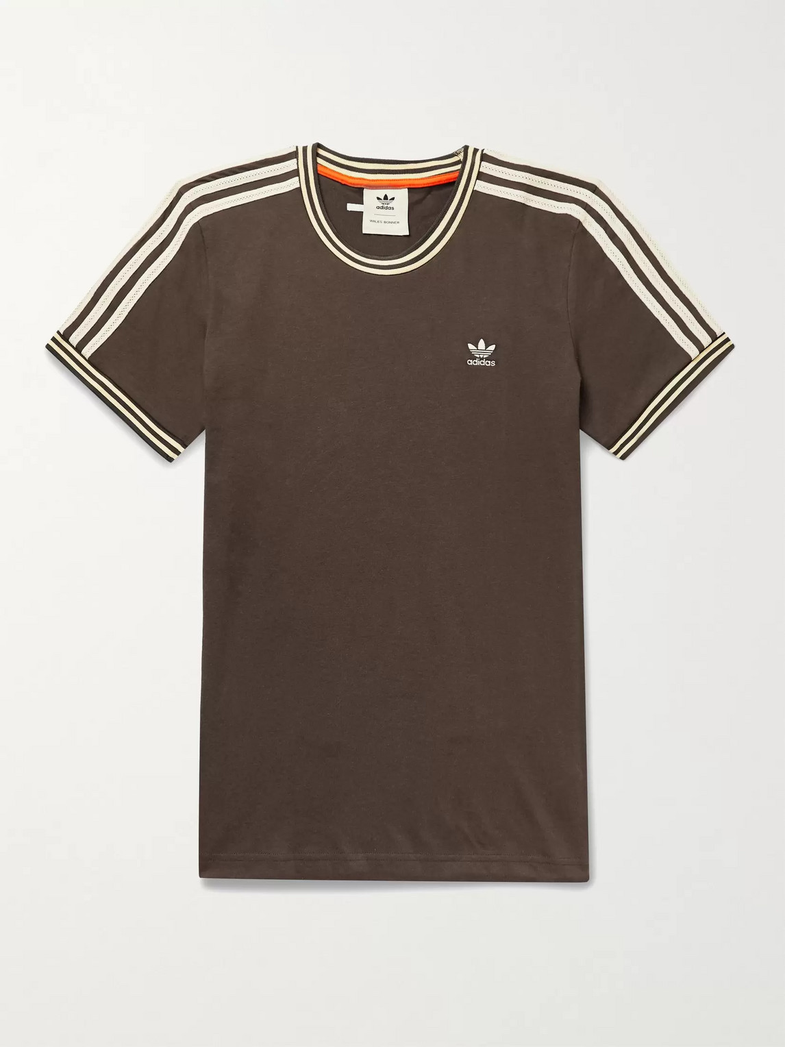 Adidas Consortium Wales Bonner Logo-embroidered Striped Cotton-blend Jersey T-shirt In Brown