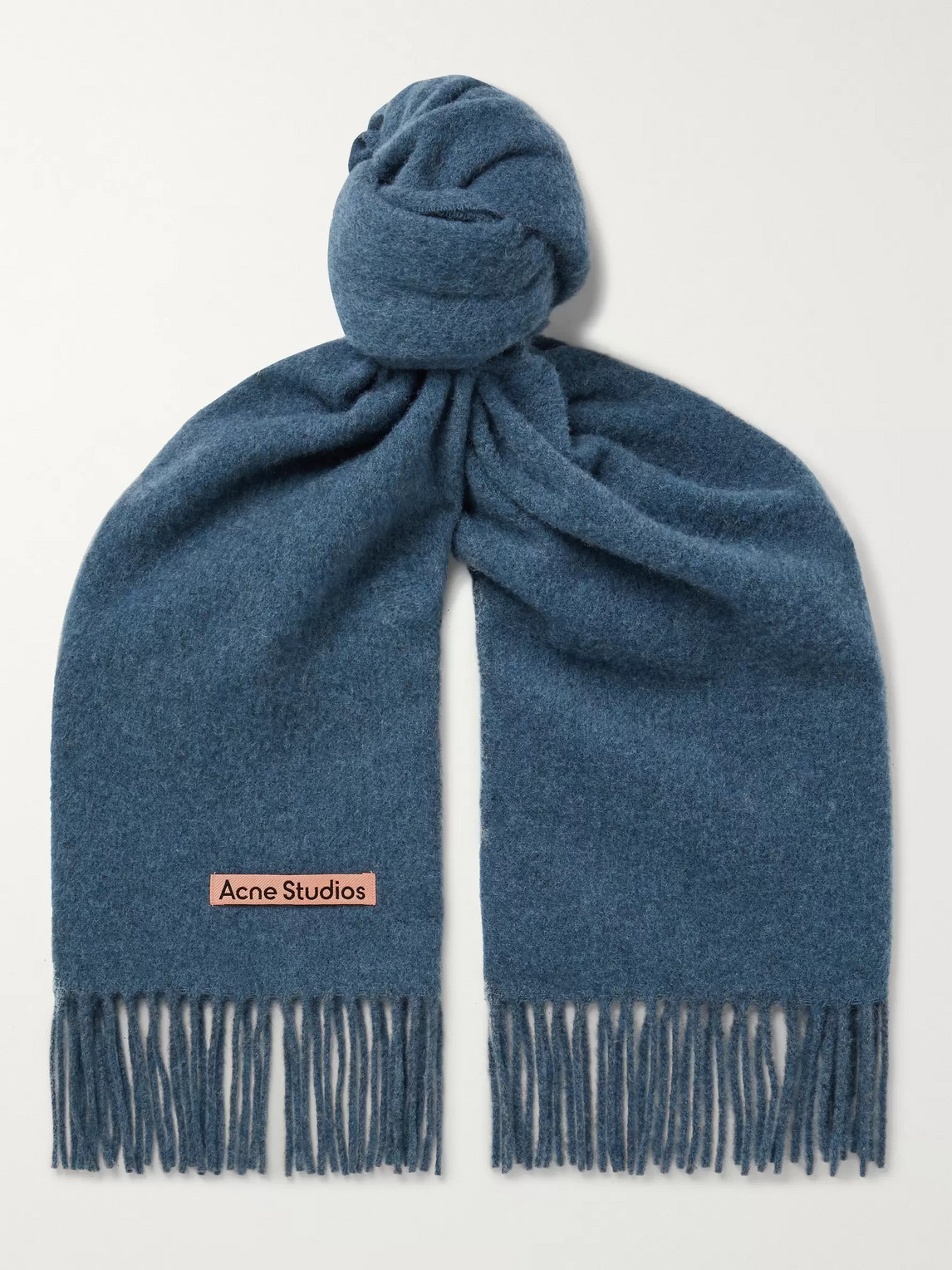 Acne Studios Fringed Mélange Wool Scarf In Blue